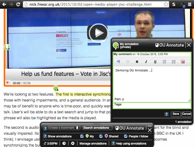 OU Annotate – in use on a page - screen shot 1