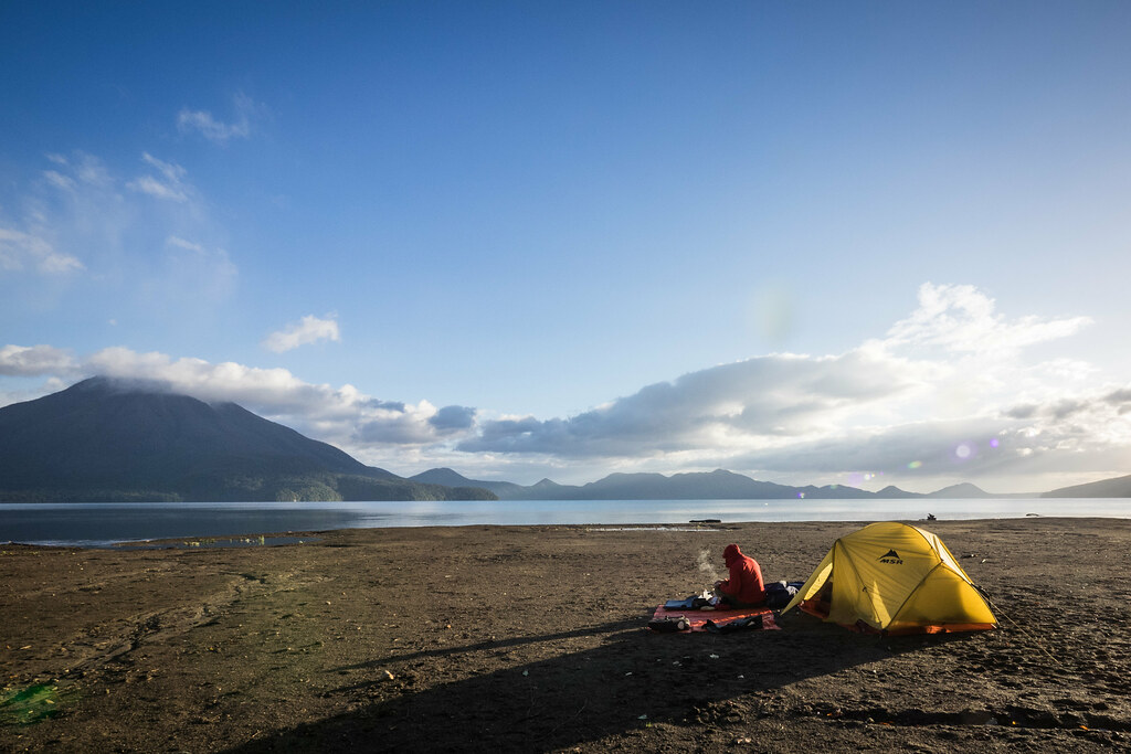 Camping at the Bifue Campground on Lake Shikotsu, Hokkaido, Japan