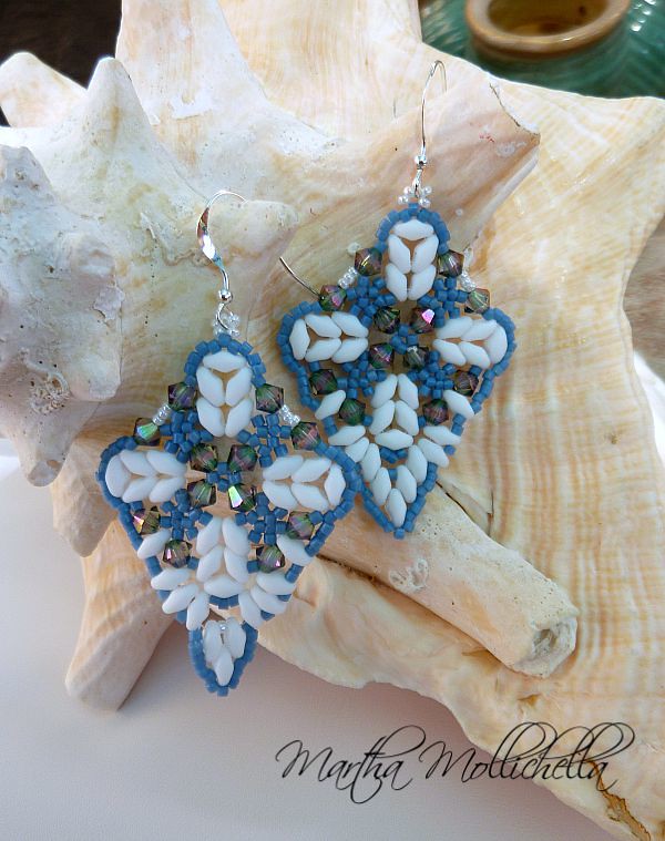 handbeaded earrings with swarovski made in Italy by Martha Mollichella Handmade Jewelry