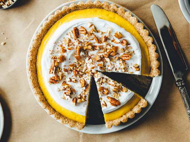 Ginger + pumpkin tart with maple-pecan crust | Oh, Ladycakes