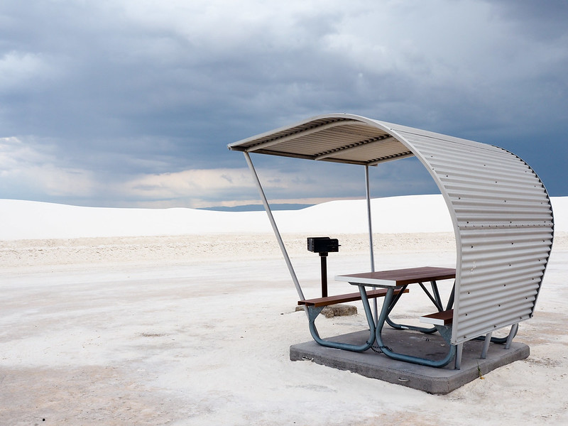 Picnic table at White Sands National Monument