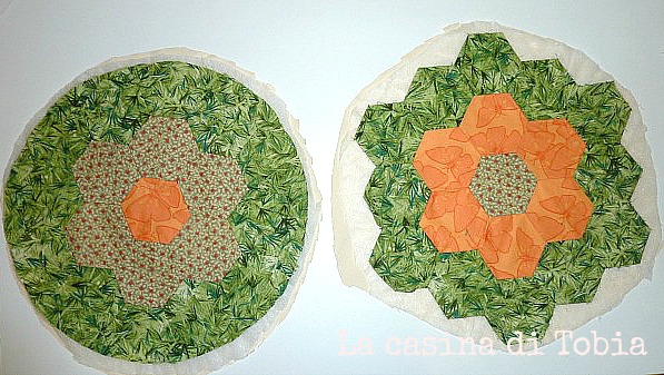 English Paper piecing and quilting by La Casina di Tobia