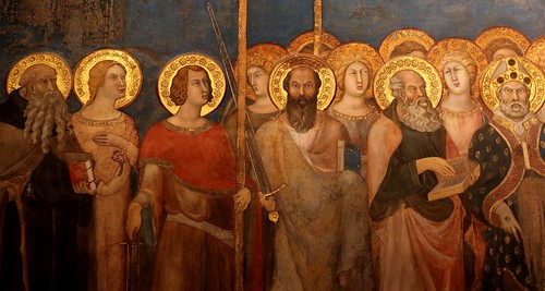 Lippo Memmi (nono decennio del 1300-1356) Maest (1317) - grande affresco (cm 435 x 875) - Sala di Dante - Palazzo Comunale (San Gimignano)