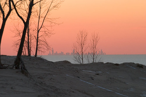 sunset chicago skyline illinois dunes indiana lakemichigan canon10d michigancity top20flickrskylines