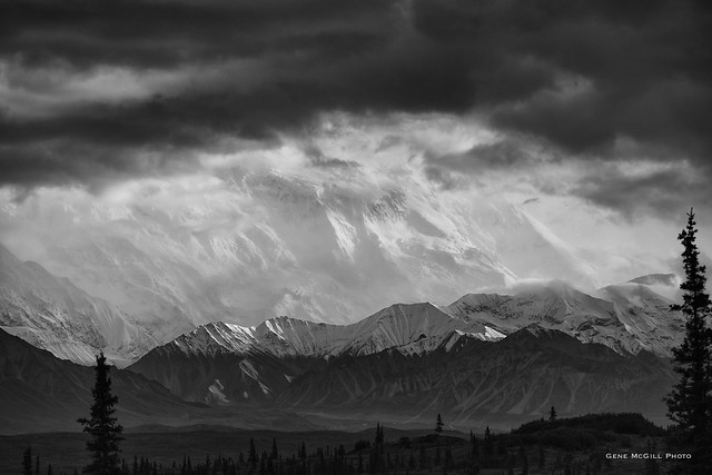 Denali, through a hole in the clouds, from Wonder Lake, Denali
