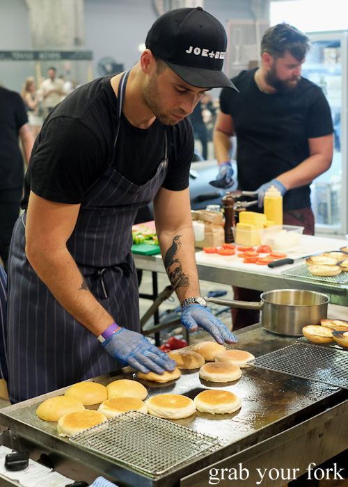 Mary's toasting hamburger buns at Rootstock Sydney 2015