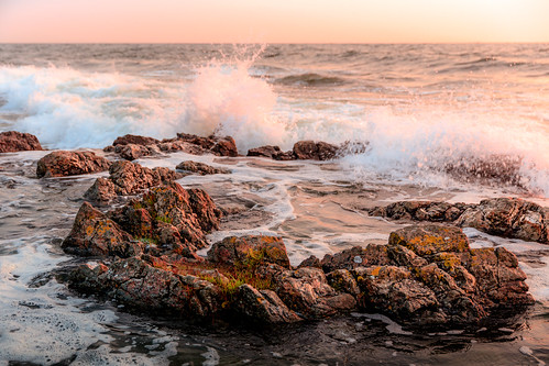 ocean sea rock sunrise skåne sweden vik sverige sten hav soluppgång prästensbadkar
