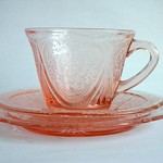 Pink glass tea set
