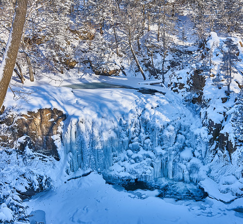 ice falls snow winter river cliff rock granite