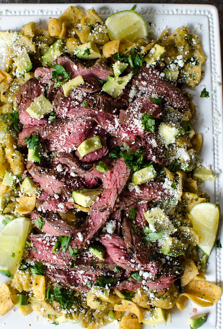Coke-Marinated Flank Steak over Fritos Chilaquiles