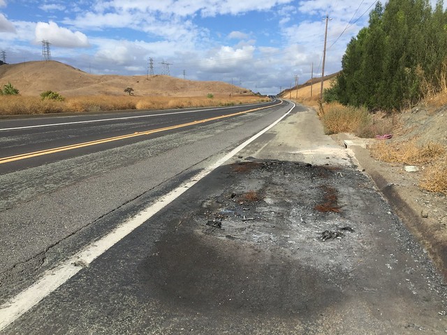 Site of a possibly burned automobile