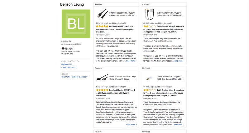 Benson Leung Amazon Review