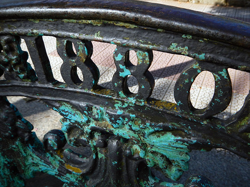 An 1880 wrought iron bench in Noia, Spain