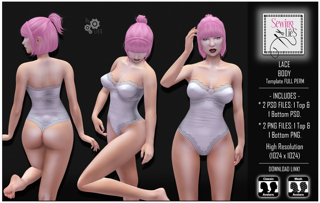Lace Body Template - SewingLies - SecondLifeHub.com