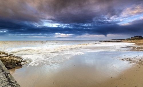 seascape seaside wave sea cloud dorset southbourne sand reflection