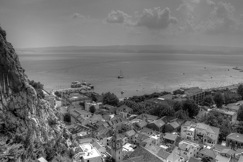 street old city travel roof sea summer people bw white mountain black color building tree rock digital port canon eos boat town high nice colorful ship view hill croatia calm fortress cetina omis 70d