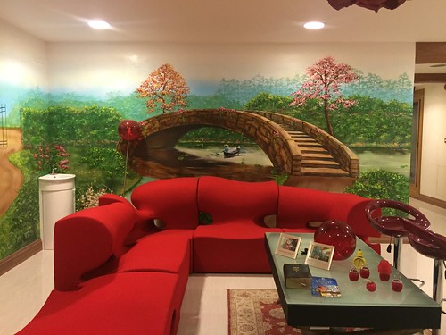 red sectional sofa, Joel Cruz's house