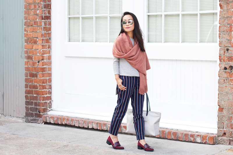 01-pinstripes-knit-scarf-cozy-fall-loafers-sf-fashion-style