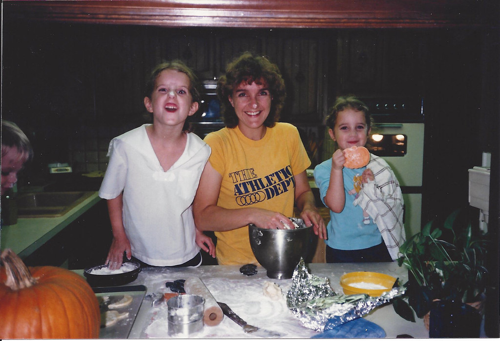Mom with Krista and Marci making cookies1