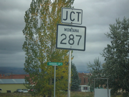 sign montana intersection shield twinbridges mt41 mt287