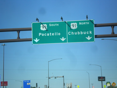 sign idaho intersection overhead chubbuck i86 biggreensign us91 freewayjunction