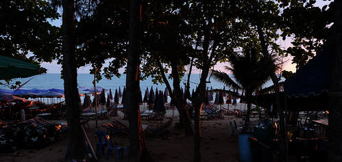 ocean sunset beach nature thailand view palm parasol rayong sunbed maephim