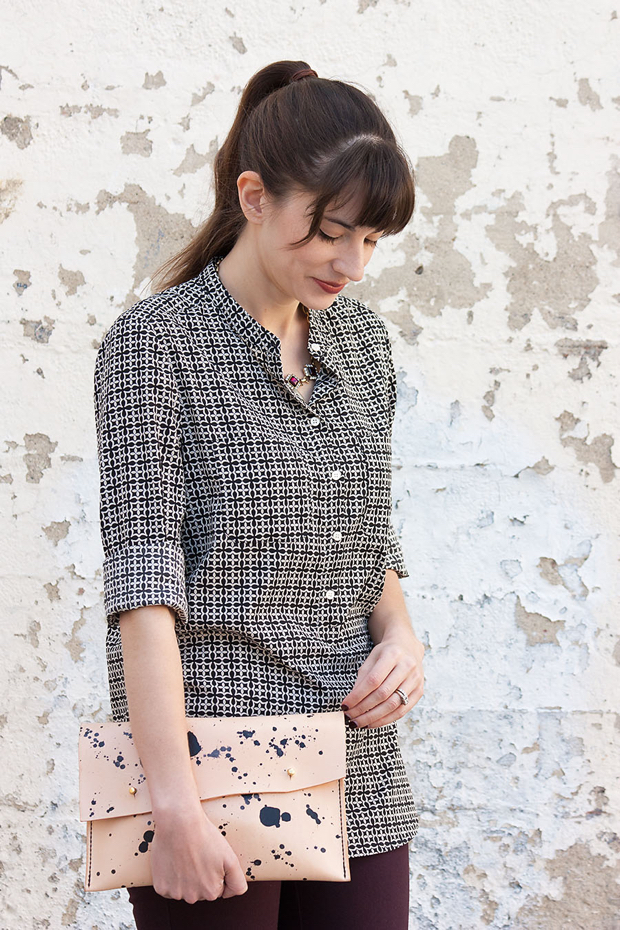 Leather Clutch, Walter and George, Joe Fresh Pinted Blouse