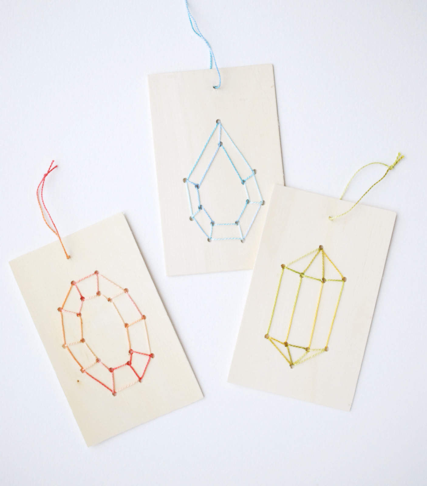 Embroidered Wooden Ornaments