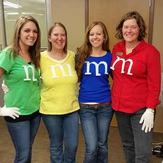 Weary have been the only ones to dress up, but we dressed up in style!  Our fun M&M costume. Rachael, Moneik, Becky, & Susie
