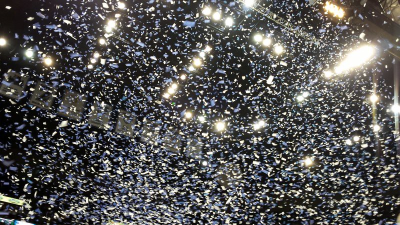 confetti inside Target Center after the Lynx won the 2015 championship