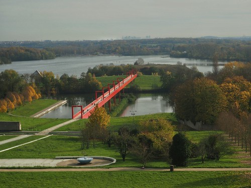 park bridge red lake paris france landscape rouge olympus pont paysage parc étang cergy