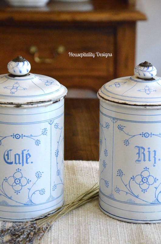 Antique French Enamelware Canisters - Housepitality Designs