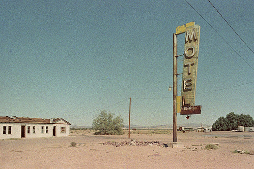 california road west color abandoned sign analog america landscape cafe route66 nikon rust ruins neon desert decay empty 28mm grain rusty motel wideangle icon ishootfilm 66 gone route american highdesert mojave americana bleak kicks lonely interstate 100 analogue grainy roadside nikkor desolate grainisgood vacancy derelict demolished manualfocus golfball bagdad i40 bagdadcafe typology mojavedesert implosion middleofnowhere bulldozed emulsion hennings newberrysprings vanished motherroad us66 razed f3hp nationaltrails 28mmf28ais adox eyetwist getyourkicksonroute66 f3t filmexif filmtagger eyetwistkevinballuff colorimplosion henningsmotel
