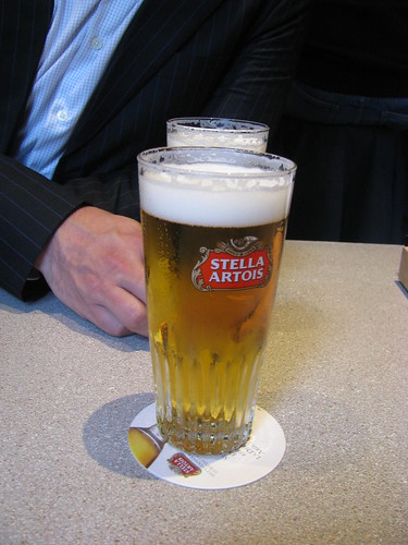 Drinking Stella Artois in Leuven