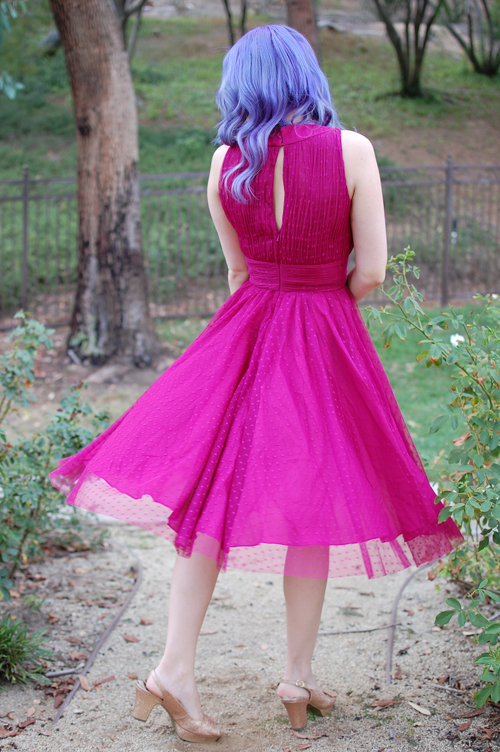 Iconic by UV 1950s Style Raspberry Halter Roosevelt Swing Dress