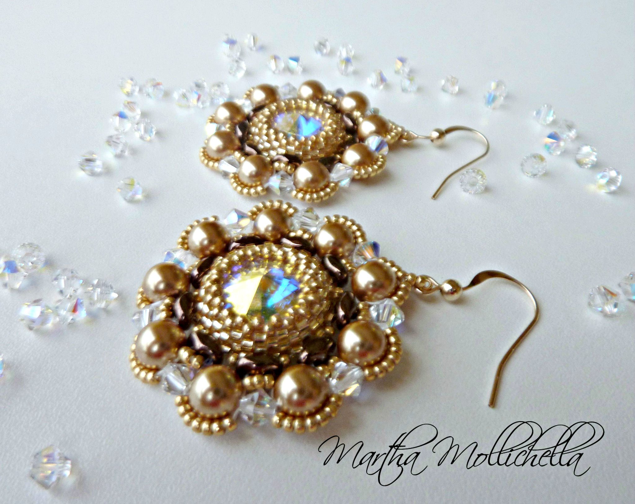 Swarovski handmade earrings with gold filled hook