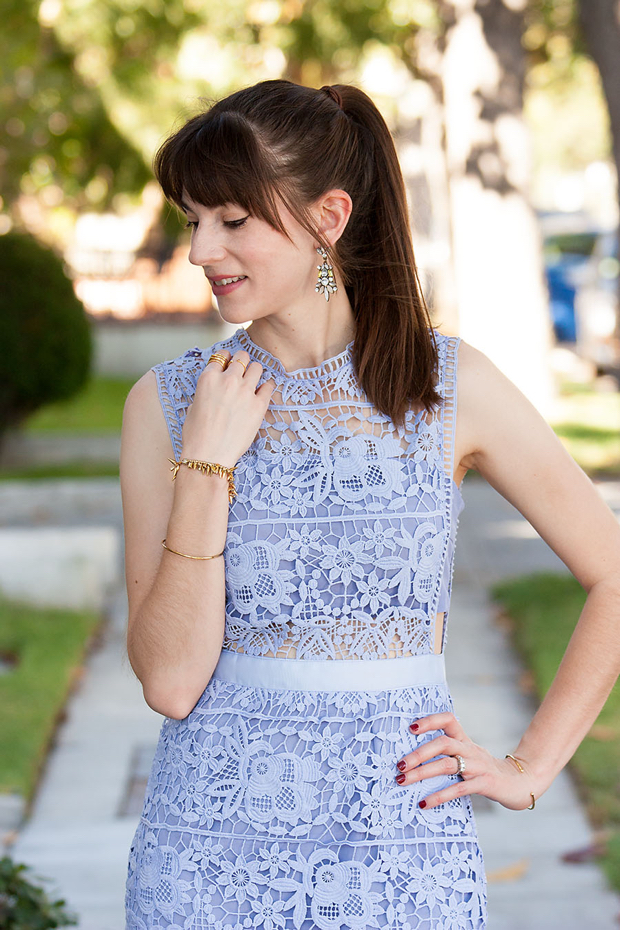 Blue Lace Cut Out Dress