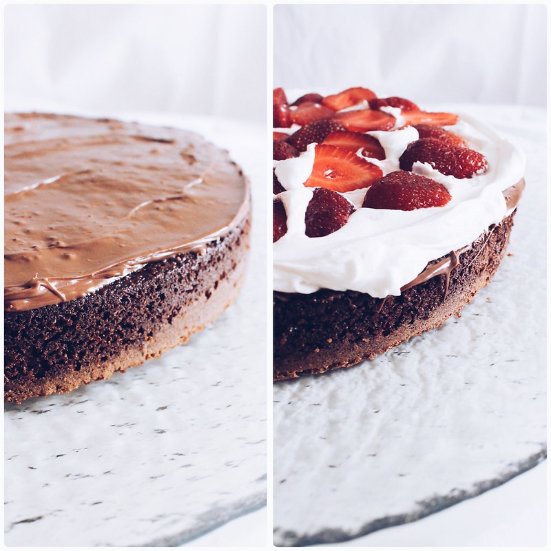Oreo nutella strawberry layer cake
