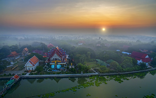 morning sunrise river landscape thailand temple dawn wat riverscape