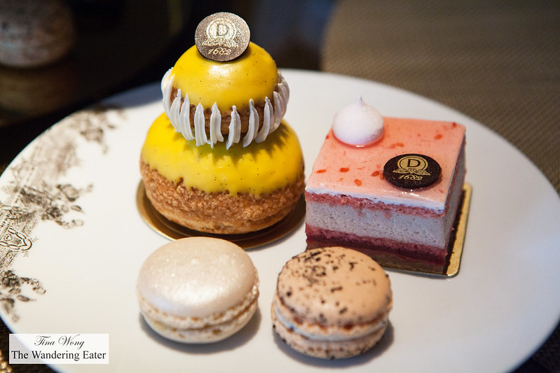 Our individual pastry selection - Religeuse passion fruit, Cognac and Earl Grey macarons & Tendresse de Fruits