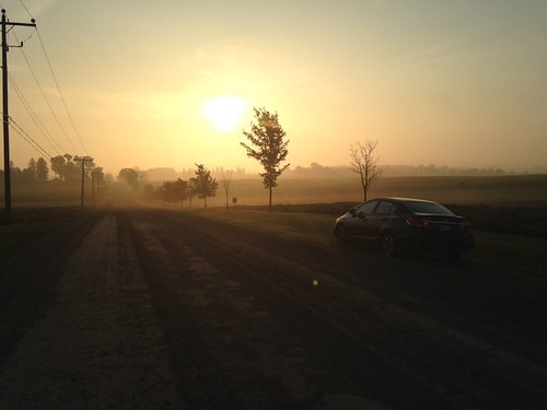 road morning sky sun mist ontario canada london misty fog sunrise countryside country woodstock