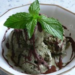Mint ice cream with chocolate