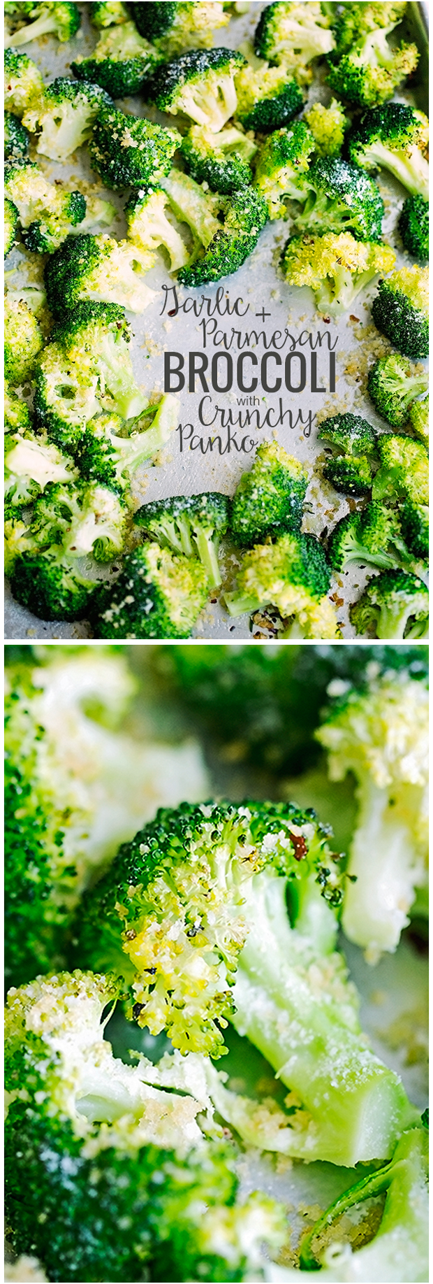 Garlic Parmesan Roasted Broccoli with Crunchy Panko - A garlic infused olive oil is drizzled on the broccoli and roasted! Such and easy side dish and so delicious! #roastedbroccoli #broccoli #garlicparmesanbroccoli | Littlespicejar.com @littlespicejar