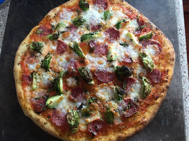 Salami/Brussels Sprouts Pizza