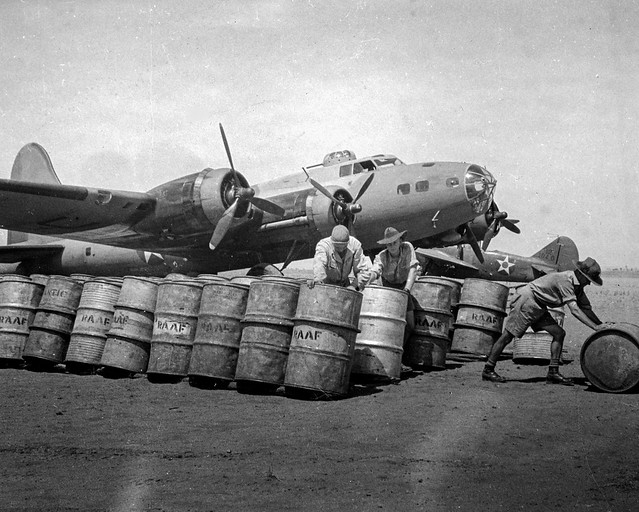 A B-17 refuels in Australia prior to a a raid on Rabaul, May 1942