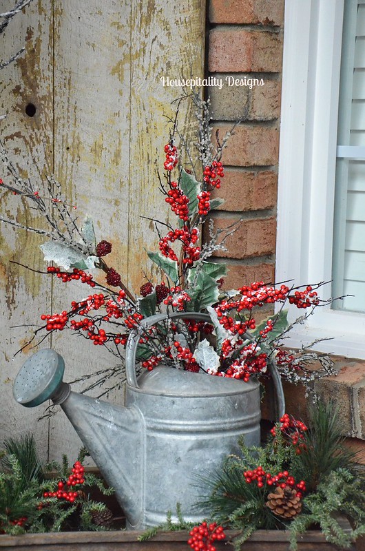 Christmas 2015 Front Porch/Vintage Watering Can - Housepitality Designs
