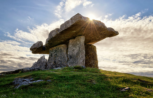 travel ireland sunset sun grass stone clouds landscape nikon europe day tomb handheld burren portal dolmen partlycloudy poulnabrone d7000