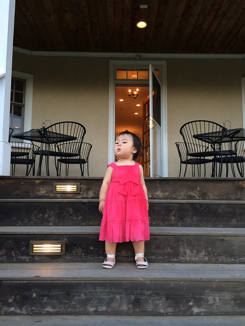 Mirei on the steps at the wedding