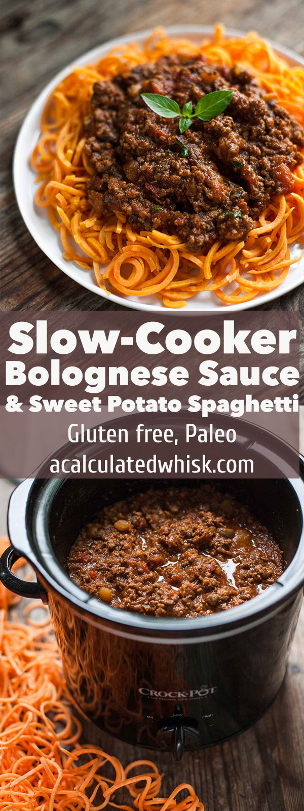 Slow-Cooked Bolognese Sauce with Sweet Potato Spaghetti | acalculatedwhisk.com 