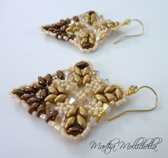handbeaded earrings with swarovski made in Italy by Martha Mollichella Handmade Jewelry